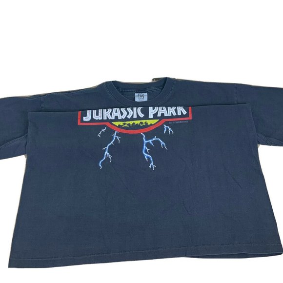 Rare Vintage Jurassic Park lightning T-shirt 1992 Size Adult XL Kanye AOP TAG - Picture 6 of 12